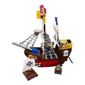 1996 Unimax Sharktooth Pirate Ship 4 Pirates Cannon 1 CannonBall Raft Sails Mast